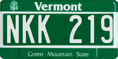 VT license plate NKK219