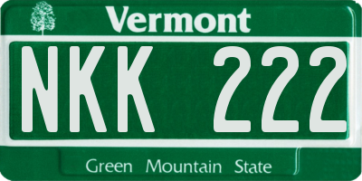 VT license plate NKK222