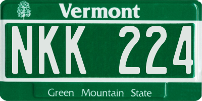 VT license plate NKK224