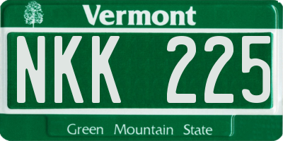 VT license plate NKK225