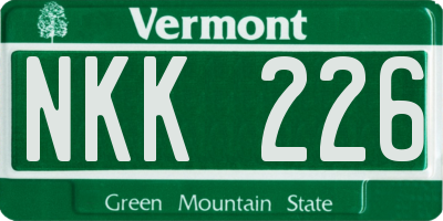 VT license plate NKK226