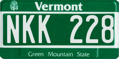 VT license plate NKK228
