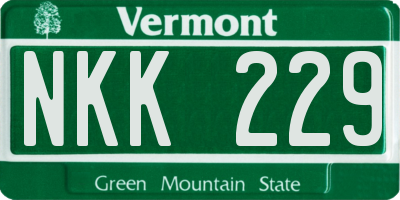 VT license plate NKK229