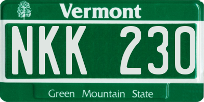 VT license plate NKK230