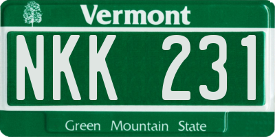 VT license plate NKK231