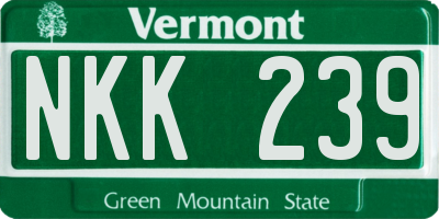 VT license plate NKK239