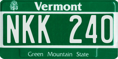 VT license plate NKK240