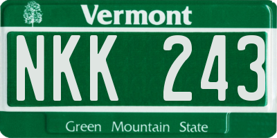 VT license plate NKK243