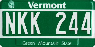 VT license plate NKK244