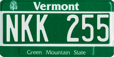 VT license plate NKK255