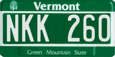 VT license plate NKK260