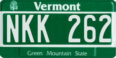 VT license plate NKK262