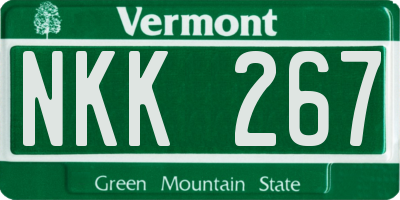 VT license plate NKK267