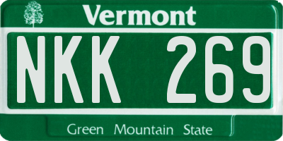 VT license plate NKK269