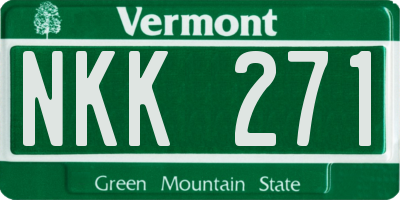 VT license plate NKK271