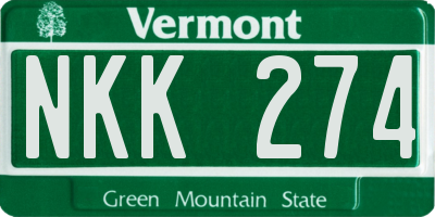 VT license plate NKK274
