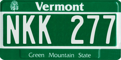 VT license plate NKK277