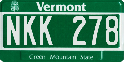 VT license plate NKK278