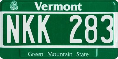 VT license plate NKK283