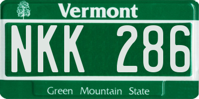 VT license plate NKK286