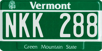 VT license plate NKK288