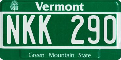 VT license plate NKK290