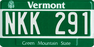 VT license plate NKK291
