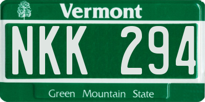 VT license plate NKK294