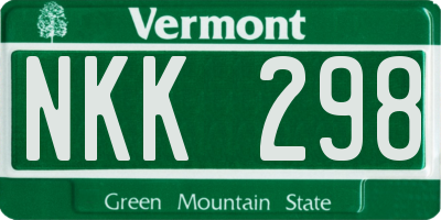 VT license plate NKK298