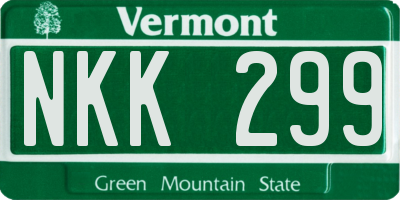 VT license plate NKK299