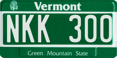 VT license plate NKK300
