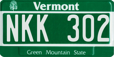 VT license plate NKK302