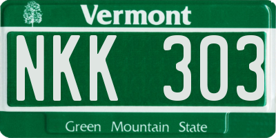 VT license plate NKK303