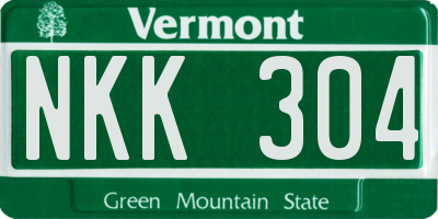 VT license plate NKK304