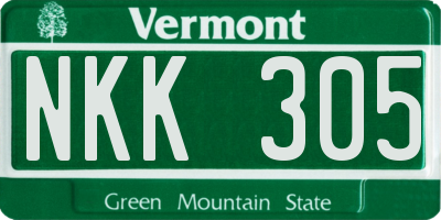 VT license plate NKK305