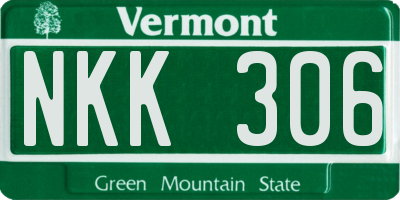 VT license plate NKK306
