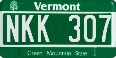 VT license plate NKK307