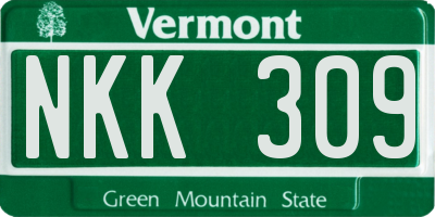 VT license plate NKK309