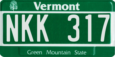 VT license plate NKK317