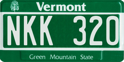 VT license plate NKK320
