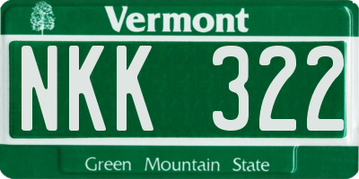 VT license plate NKK322