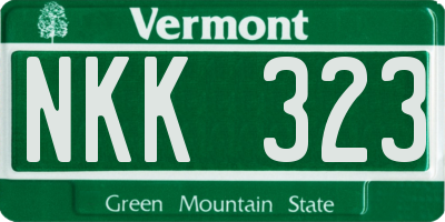 VT license plate NKK323