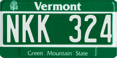 VT license plate NKK324