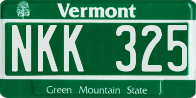 VT license plate NKK325