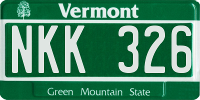 VT license plate NKK326