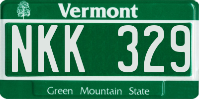 VT license plate NKK329