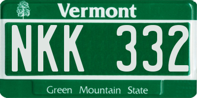VT license plate NKK332