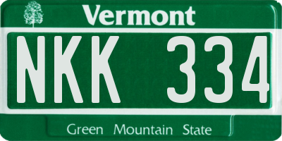 VT license plate NKK334
