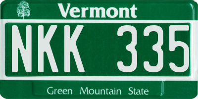 VT license plate NKK335