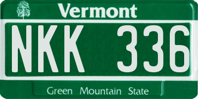 VT license plate NKK336